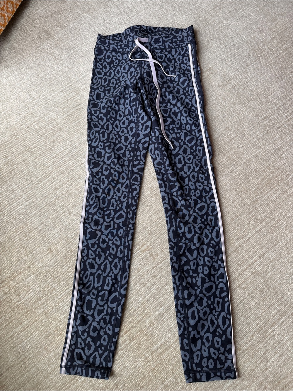 The Upside Black Leopard-Print Leggings with Side Stripe